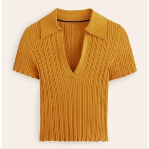 Boden Mustard Ribbed Knit Top